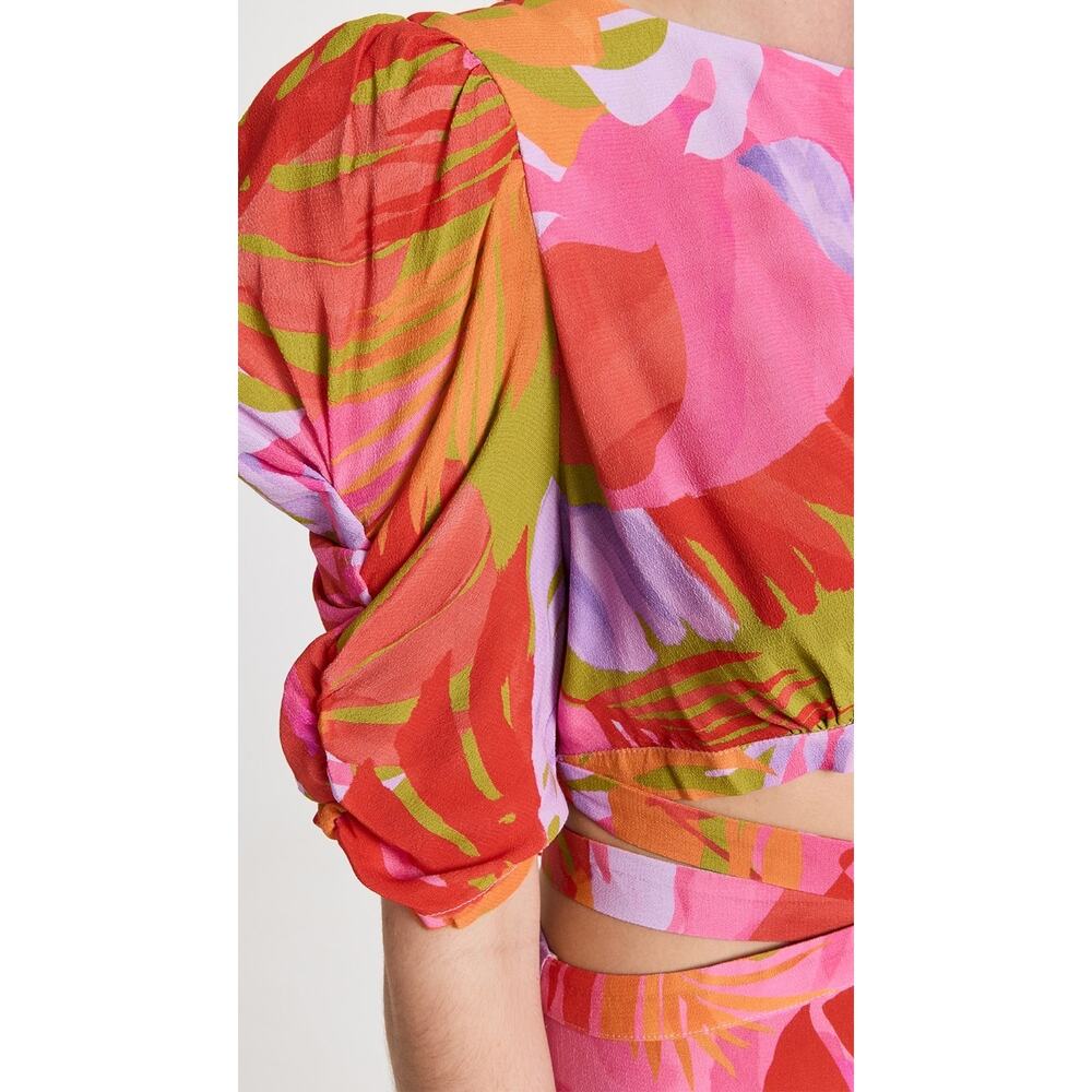 Farm Rio Colorful Leaves Cutout Midi Dress Small NWT - Picture 3 of 13